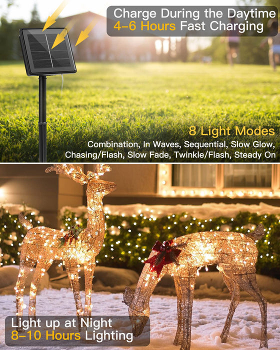 Brightown Solar String Lights, 2 Packs Each 75Ft 230 LED Solar Fairy Lights with 8 Modes, Waterproof Solar Lights for Outside Patio Yard Tree Wedding Christmas(Warm White)