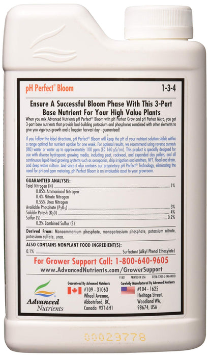 Advanced Nutrients 120114 Bloom pH Perfect Fertilizer, 1 Liter, BrownA