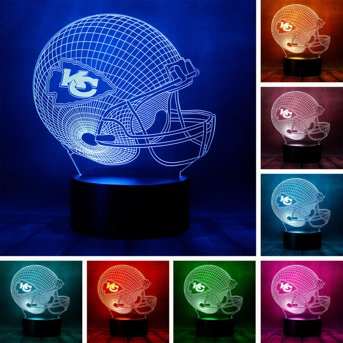 Cartoon Chiefs Football Helmet Anime Figure 3D Optical Illusion Led Bedroom Decor Table Lamp With Remote 7 Colors Sleep Night