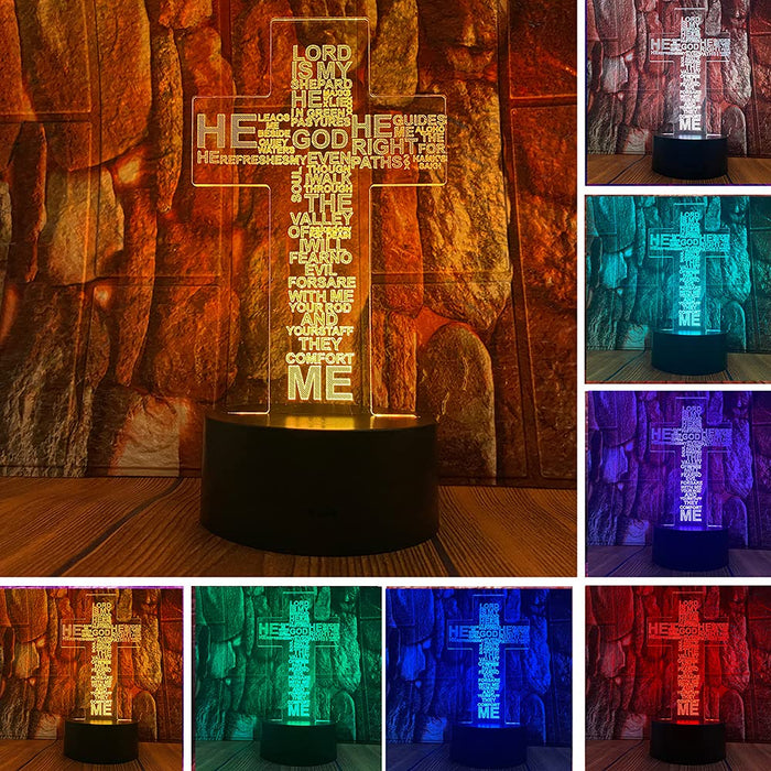 Jesus Cross 3D Christ Led Optical Illusion Bedroom Decor Table Lamp With Remote 7 Colors The Lord Sleep Night Light Birthday Xmas