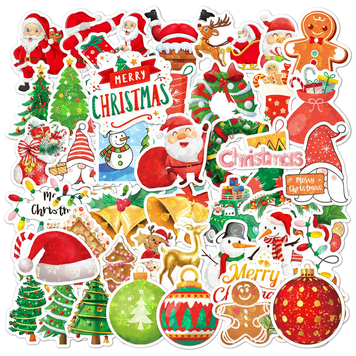 Non Repetitive 200 PcsSet Christmas Stickers Bulk Christmas Decorations Waterproof Vinyl Stickers for Laptop Water Bottles Crafts