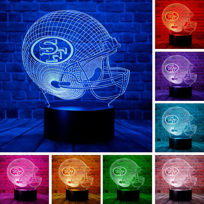 Cartoon American Football Rugby Competition Football Helmet Shape Anime Figure 3D Led Bedroom Decor Table Lamp With Remote 7 Colo