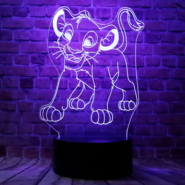 Cartoon Movie Animals The Lion Guard King Kion Simba Anime Figure 3D Optical Illusion Led Bedroom Decor Table Lamp With Remote 7