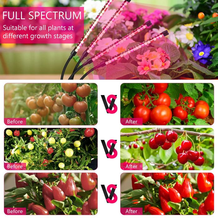 SYEIORAOM Grow Lights for Indoor Plants, Four Head LED Grow Light with Full Spectrum Red White Spectrum for Indoor Plant Growin