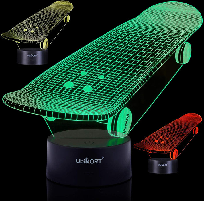 Ubikort Skateboard 3D Illusion Night Lamp For Boys Girls And S Great Birthday Present For Sport Fans, Ideal For Night Light