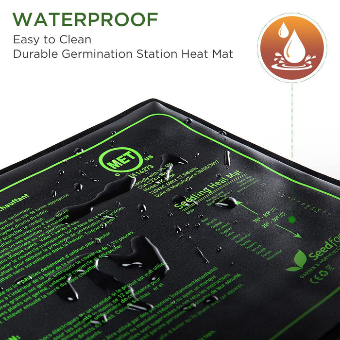 MET Seedling Heat Mat, Seedfactor Adjustable Temperature Waterproof Durable Germination Station Heat Mat, Warm Hydropon
