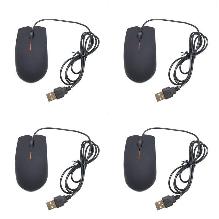 TFD Supplies Wired 3 Button Optical Computer Mouse 4 Pack Bulk Computer Mice