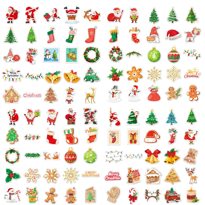 Non Repetitive 200 PcsSet Christmas Stickers Bulk Christmas Decorations Waterproof Vinyl Stickers for Laptop Water Bottles Crafts