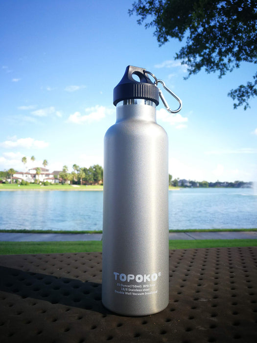 TOPOKO Colored NonRusty Stainless Steel Vacuum Water Bottle Double Wall Insulated Thermos, Sports Hike Travel, Leak Proof, BPA