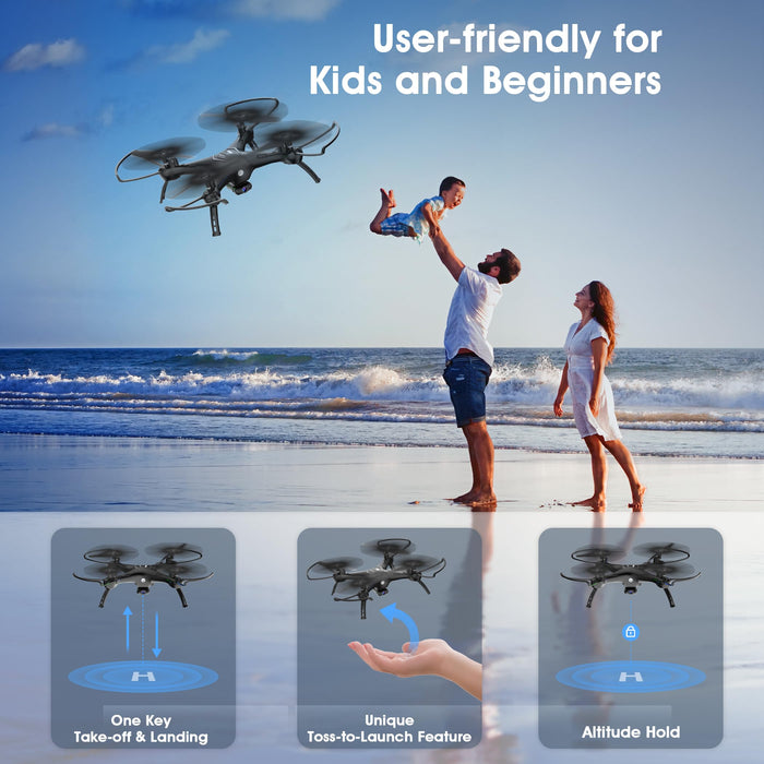 ATTOP Drone with Camera for sKidsBeginners W10 1080P 120° FPV Live Video Drone, Beginner Friendly with 1 Key FlyLandRe