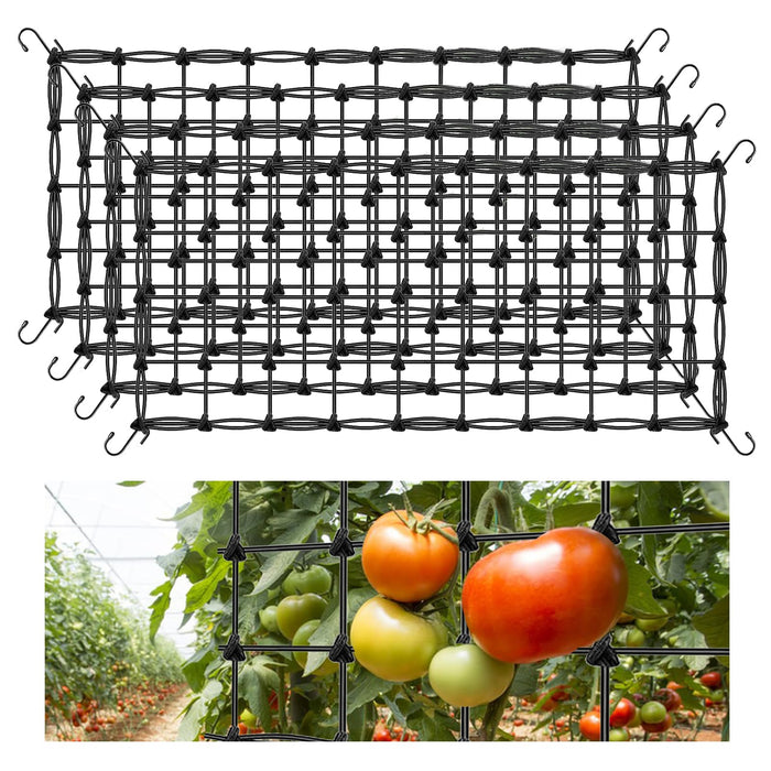 4PCS Grow Tent Net, Flexible Net Trellis Fits 2x2ft and More Size, Stretchy Trellis Netting with Hooks for Garden Balcony Yard