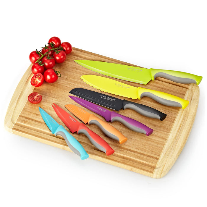 Cook N Home 14Piece Coated Carbon Stainless Steel Knife Set With Sheaths, Multicolor