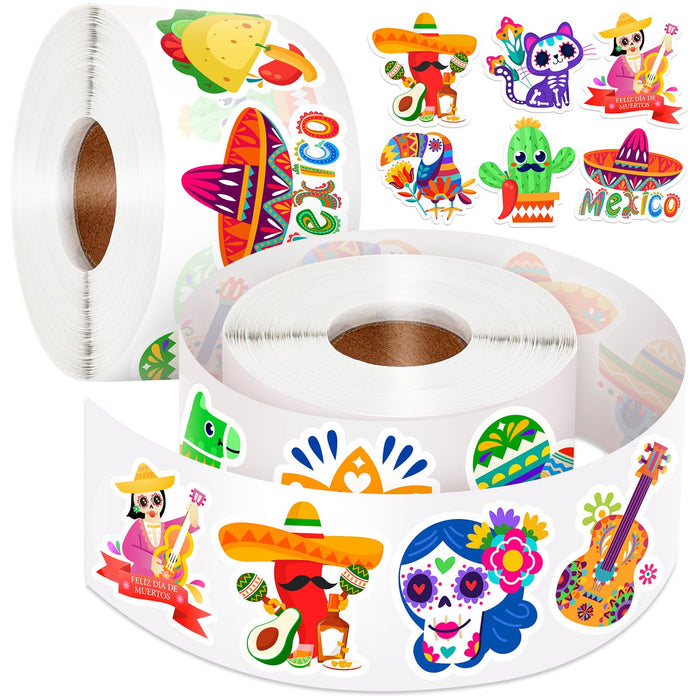 1200 Pcs Mexican Stickers, Fiesta Party Stickers Mexican Decorations Mexican Theme Stickers Mexican Party Favors for Kids Fiesta Scrapbook Stickers