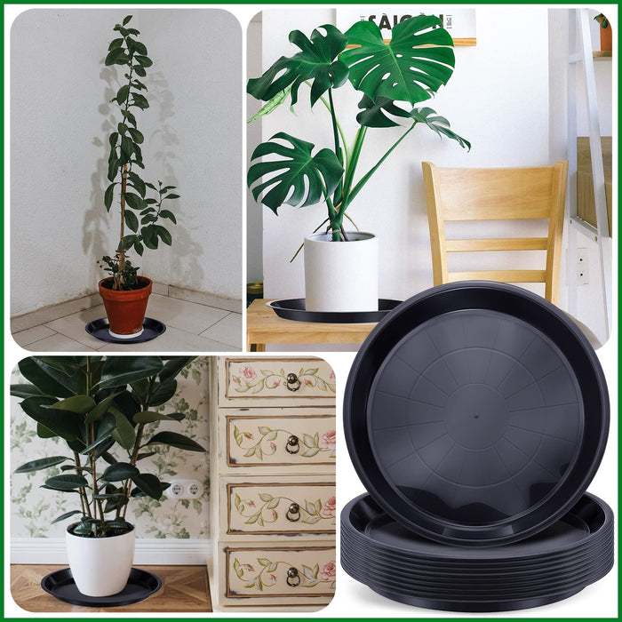30 Pack Plastic Plant Saucer Round Drip Trays Black Flower Pot Saucers Thick Plant Dish Sturdy Planter Water Tray Heavy Plant Dra