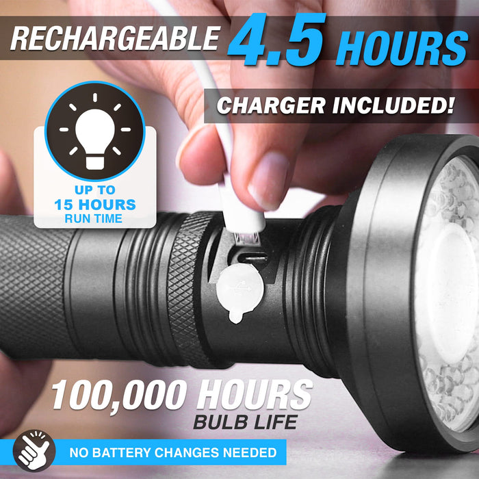 Taclight Max LED Rechargeable Flashlight - High Lumen, Ultra Bright, Flash Light - 7000 Kelvin Cree Tactical Flash Light – Compact Flashlights for Camping, Hunting, Home, Survival, Emergencies