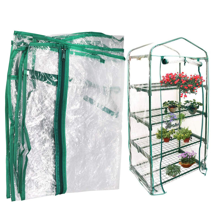 Mini Greenhouse Transparent PVC Cover Portable Small Greenhouses Cover wih RollUp Zipper Door, Waterproof Garden Green House Ten