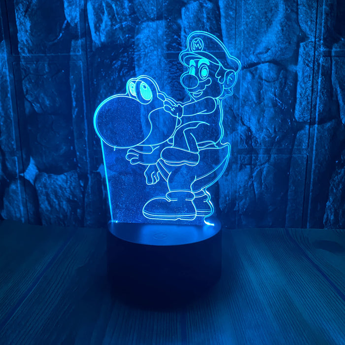 Cartoon Anime Figure Super Mario Yoshi 3D Led Optical Illusion Bedroom Decor Table Lamp With Remote 7 Colors Acrylic Sleep Night