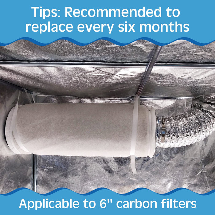 Tudomro 6 Packs Carbon Prefilter for Carbon Filter Electrostatic Fiber Carbon Filter Cover for Carbon Filter of Grow