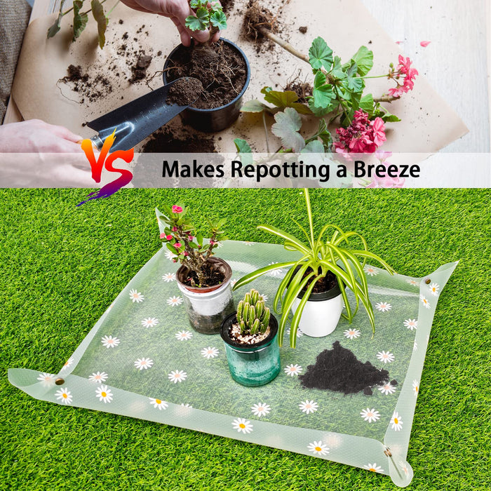 Repotting Mat for Indoor Plants Waterproof Clear Potting Mat Foldable Plant Potting Repotting Tray Portable Gardening Tray