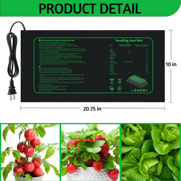 LOCONHA 1 Pack 10 x 20.75 Seedling Heat Mat for Seed Starting, Waterproof Heating Pad for Indoor Plants Germination