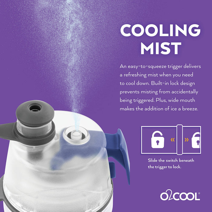 O2COOL Mist 'N Sip Misting Water Bottle 2in1 Mist And Sip Function With No Leak Pull Top Spout Sports Water Bottle Reusable Wat