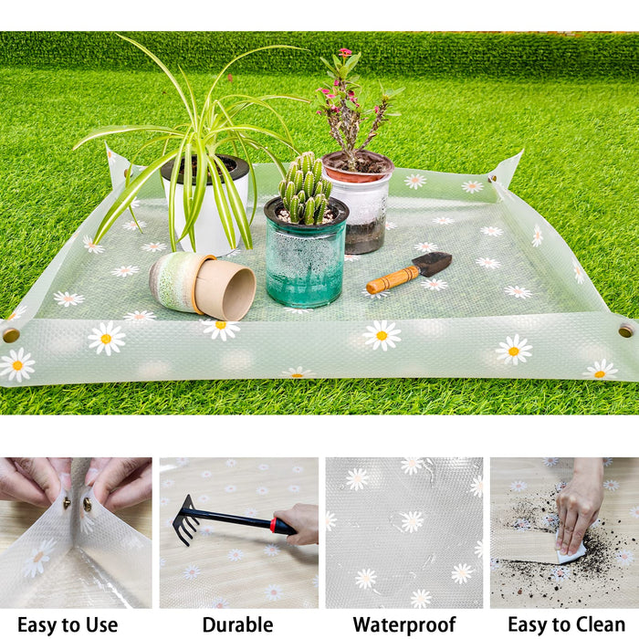 Repotting Mat for Indoor Plants Waterproof Clear Potting Mat Foldable Plant Potting Repotting Tray Portable Gardening Tray