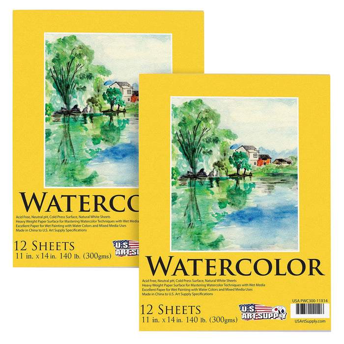 U.S. Art Supply Bundle Professional 36 Color Set Of Watercolor Paint In Large 18Ml Tubes 11 X 14 Premium Heavyweight Watercolor