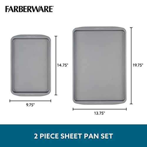 Farberware Goldenbake Nonstick Bakeware Cookiebaking Sheet Pan Set, 2Piece, Gray