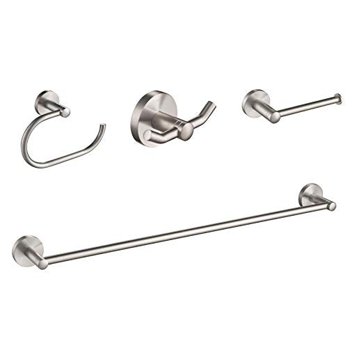 Kraus Ckea188Bn Elie 4Piece Bath Hardware Set With 24Inch Bar, Paper Holder, Towel Ring And Robe Hook, Brushed Nickel