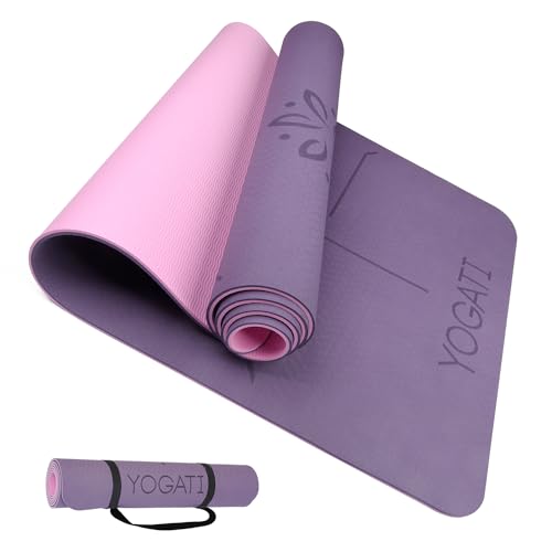 Yogati Yoga Mats For Home Workout. Non Slip Yoga Mat With Strap. Thick Yoga Mats For Women And Men. Pilates Mat Ideal For Fitness