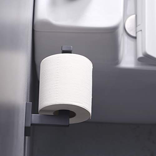 Hoooh 3Piece Bathroom Hardware Set Sus 304 Stainless Steel Toilet Paper Holder And 2X Robe Hook Wall Mount Matte Black, Bs106S3Bbn