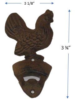 Midwest craft house - wall mounted rustic rooster chicken beer bottle opener