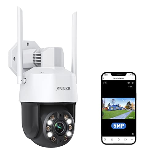 Annke 5Mp Ptz Outdoor Security Camera, 20X Optical Zoom Auto Tracking, 2.4Ghz Wifi Security Camera With Ai Human Detection, Color