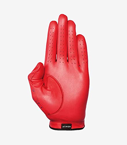 Asher Men's Premium RED Burst Golf Glove --Large (goes on Left Hand)