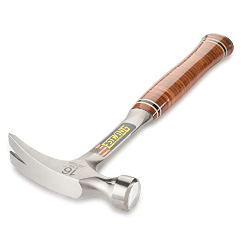 Estwing Hammer 16 Oz Straight Rip Claw With Smooth Face Genuine Leather Grip E16S