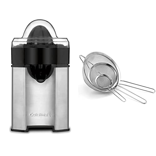 Cuisinart Ccj500P1 Pulp Control Citrus Juicer, 1, Blackstainless Ctg003Ms Set Of 3 Fine Set Of Mesh Strainers, 1, Stainless Steel