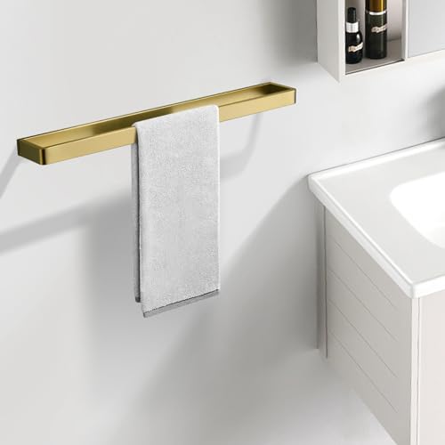 Yacvcl Bathroom Towel Bar Brushed Gold, 23.6 Inch 304 Stainless Steel Bath Accessories Towel Rack Hanger, Bathroom Kitchen Square