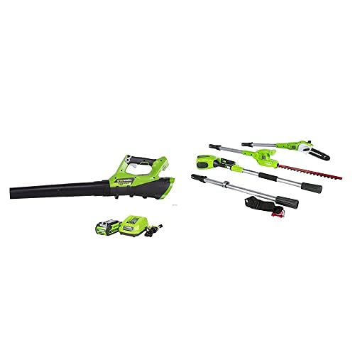 Greenworks 40V Cordless Jet Blower and 8.5 inch Cordless Pole Saw Combo Kit, 2Ah Battery and Charger Included