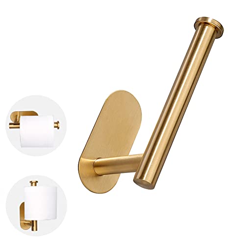 Xderlin Toilet Paper Holder Self Adhesive Roll Holder Wall Mount For Bathroom And Washroom No Drilling Sus304 Stainlesbrushed Gold