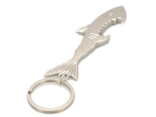 Honbay 2pcs Cute Creative Keychain, Shark Style Metal Bottle Opener Keychain, Metal Pendant White Shark Style Cool Beer Keychain