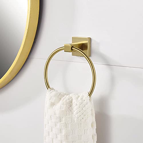 Wolibeer Gold Toilet Paper Holder Hand Towel Holder, Brushed Brass Toilet Roll Holder Towel Ring, Modern Bathroom Hardware Set