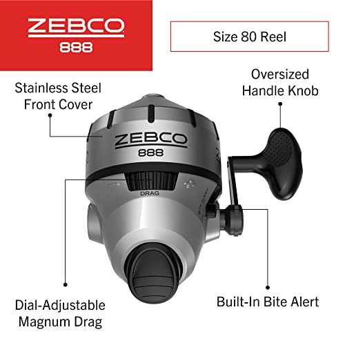 Zebco 888 Spincast Fishing Reel, Size 80 Reel, Changeable Right Or