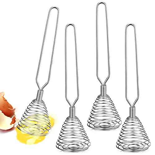 4 Pieces Stainless Steel Spring Whisk, 8.46 Inches Egg Whisk Hand Push Whisk Blender French Style Whisk Wire Whisk For Egg Beater