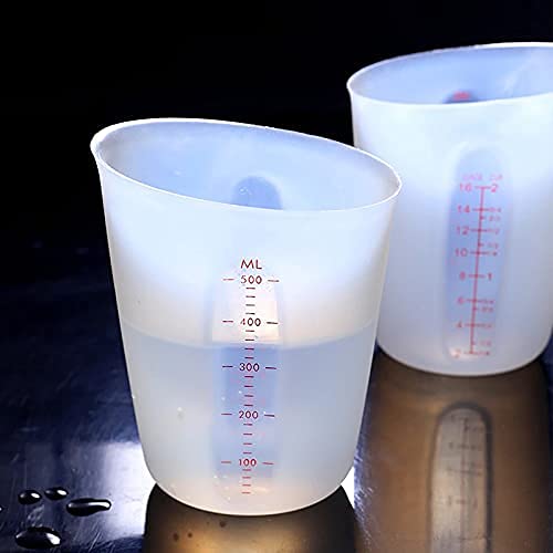 Silicone Flexible Measuring Cups Set for Epoxy Resin, Butter, Chocolate &  More - 2 Cup Melt Stir Squeeze & Pour - Dishwasher Safe - Standard & Metric  Measurment Markings 
