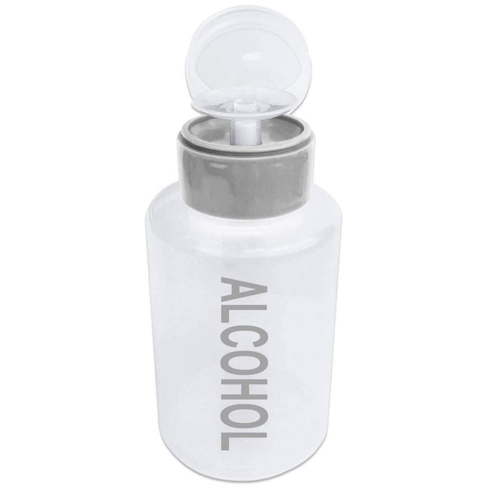 Beauticom 12 Oz Alcohol Labeled Liquid Push Down Pump Dispenser Empty Bottle with Flip Top Cap (Gray) (2pcs)