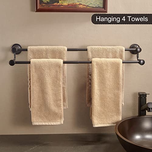 Wolibeer Bronze Double Towel Bar, Adjustable 14.96 To 26.57 Inches Towel Holder Oil Rubbed Farmhouse Towel Rack Rustic Towel