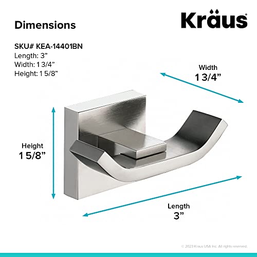 Kraus Kea14401Bn Aura Bathroom Accessories Double Hook Brushed Nickel