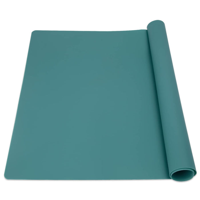 Extra Large Silicone Countertop Mat, Silicone Table Mat Kitchen Counter Protector Nonslip Heat Resistant Silicone Desk Mat for Crafts Kids Dinner Placemat Pastry Dough Rolling Mat, Dark Green