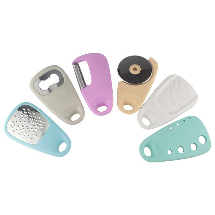 5 Pieces Kitchen Gadgets Set - Space Saving Cooking Tools Accessories  Cheese Chocolate Grater, Fruit Vegetable Peeler, Bottle Opener, Pizza  Cutter