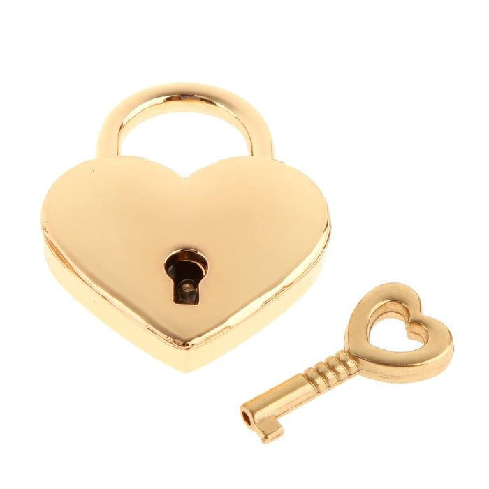 Warmtree Small Metal Heart Shaped Padlock Mini Lock with Key for Jewelry  Box Storage Box Diary Book,Pack of 2,Gold